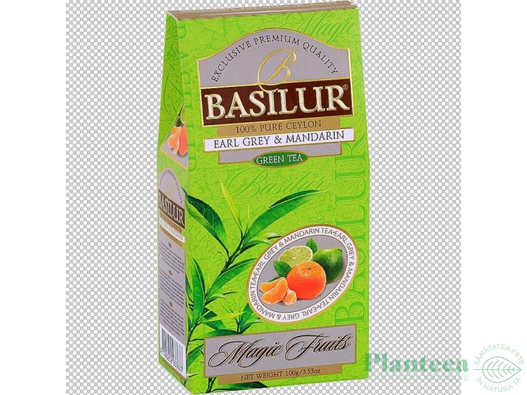Ceai verde ceylon Magic Fruits earl grey mandarina refill 100g - BASILUR