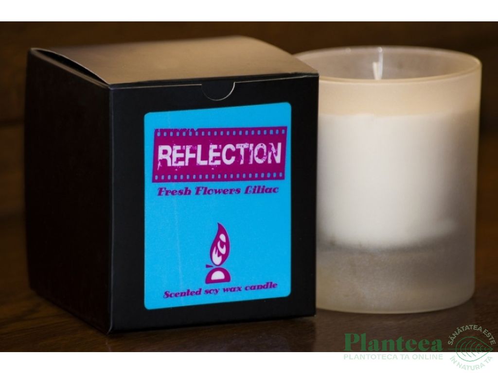 Candela sticla ceara soia 40h Reflection 130g - D`ECO