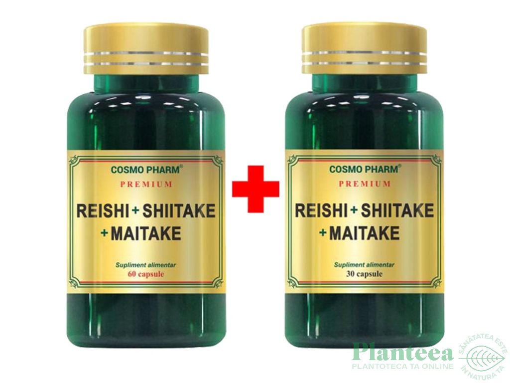 Pachet Reishi shiitake maitake 60+30cps - COSMO PHARM