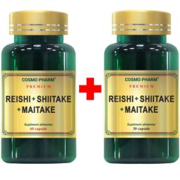 Pachet Reishi shiitake maitake 60+30cps - COSMO PHARM