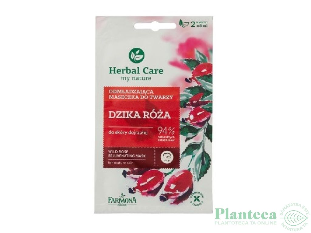 Masca fata rejuvenanta trandafir salbatic Herbal Care 2x5ml - FARMONA