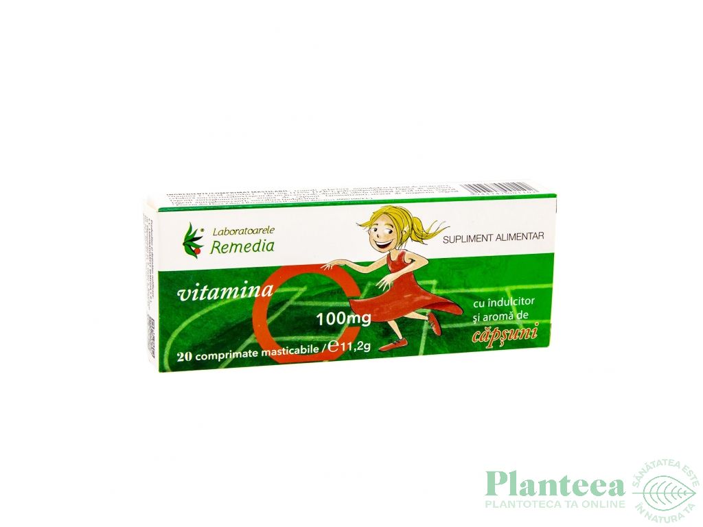 Vitamina C 100mg capsuni masticabile 20cp - REMEDIA