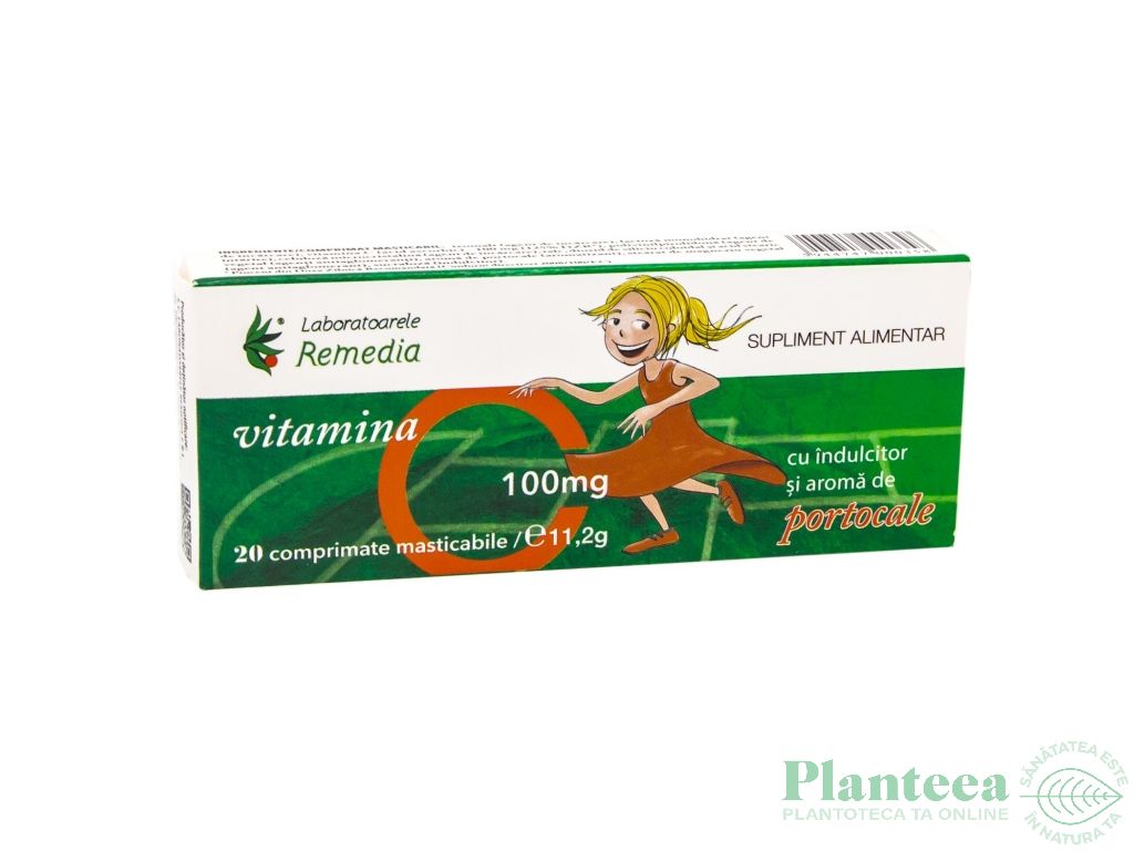 Vitamina C 100mg portocale masticabile 20cp - REMEDIA