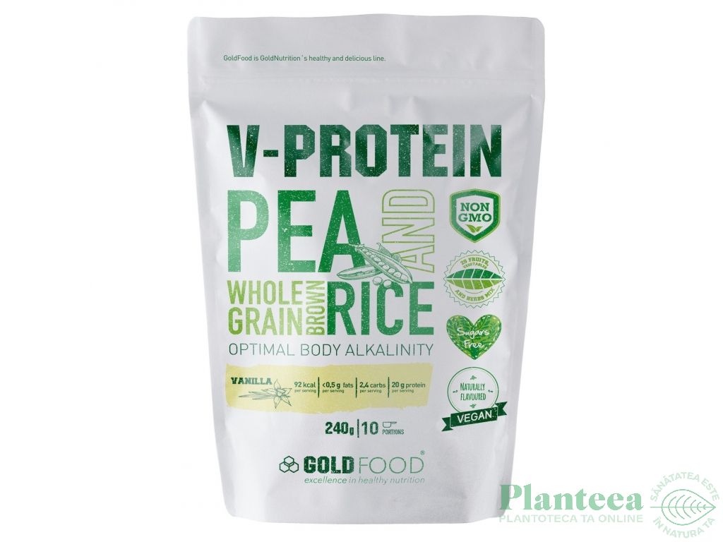 Pulbere proteica vegana V Protein vanilie 240g - GOLD NUTRITION