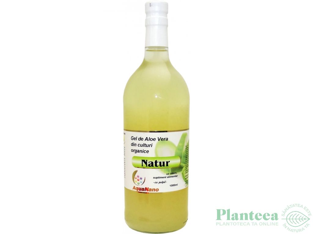 Suc gel aloe vera organica fara pulpa AloePur plastic 1L - AQUA NANO