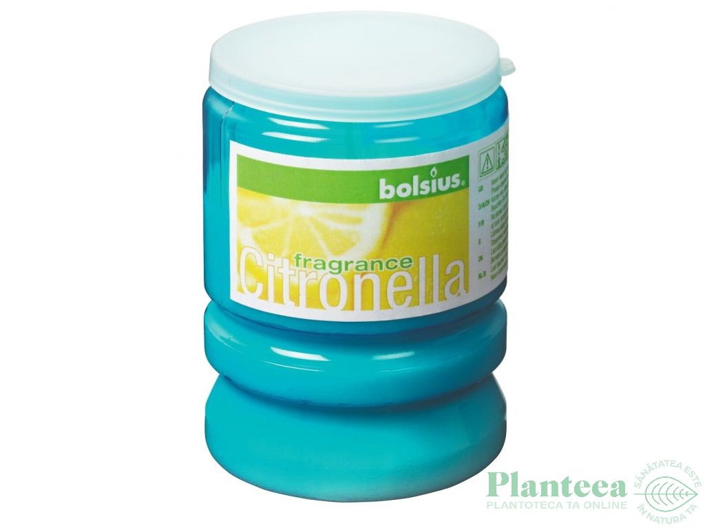 Lumanare parfumata borcan cu capac 30h citronella albastru 120g - BOLSIUS