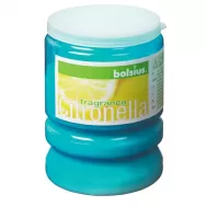 Lumanare parfumata borcan cu capac 30h citronella albastru 120g - BOLSIUS