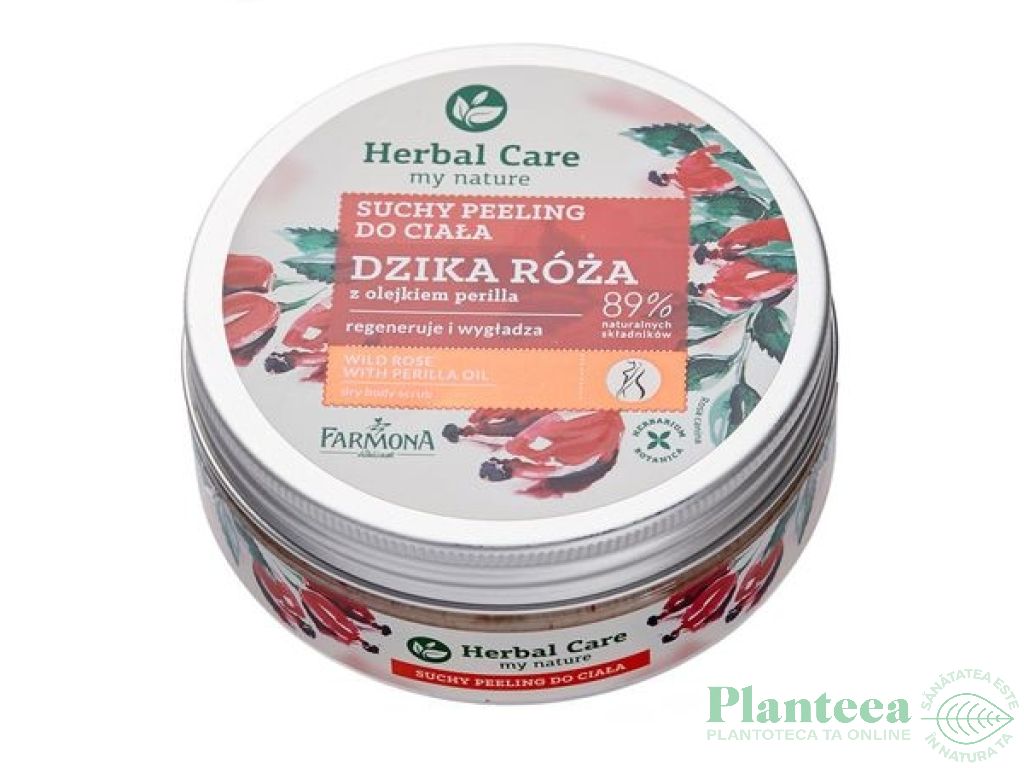 Scrub corp piele uscata trandafir salbatic ulei perilla Herbal Care 220ml - FARMONA