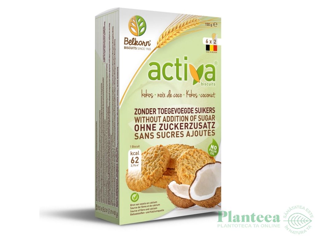 Biscuiti cocos fara zahar Activa 150g - BELKORN