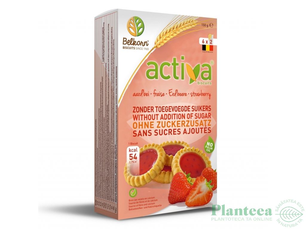 Biscuiti capsuni fara zahar Activa 150g - BELKORN