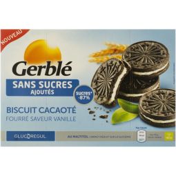Biscuiti dubli cacao crema vanilie fara zahar Glucoregul 176g - GERBLE