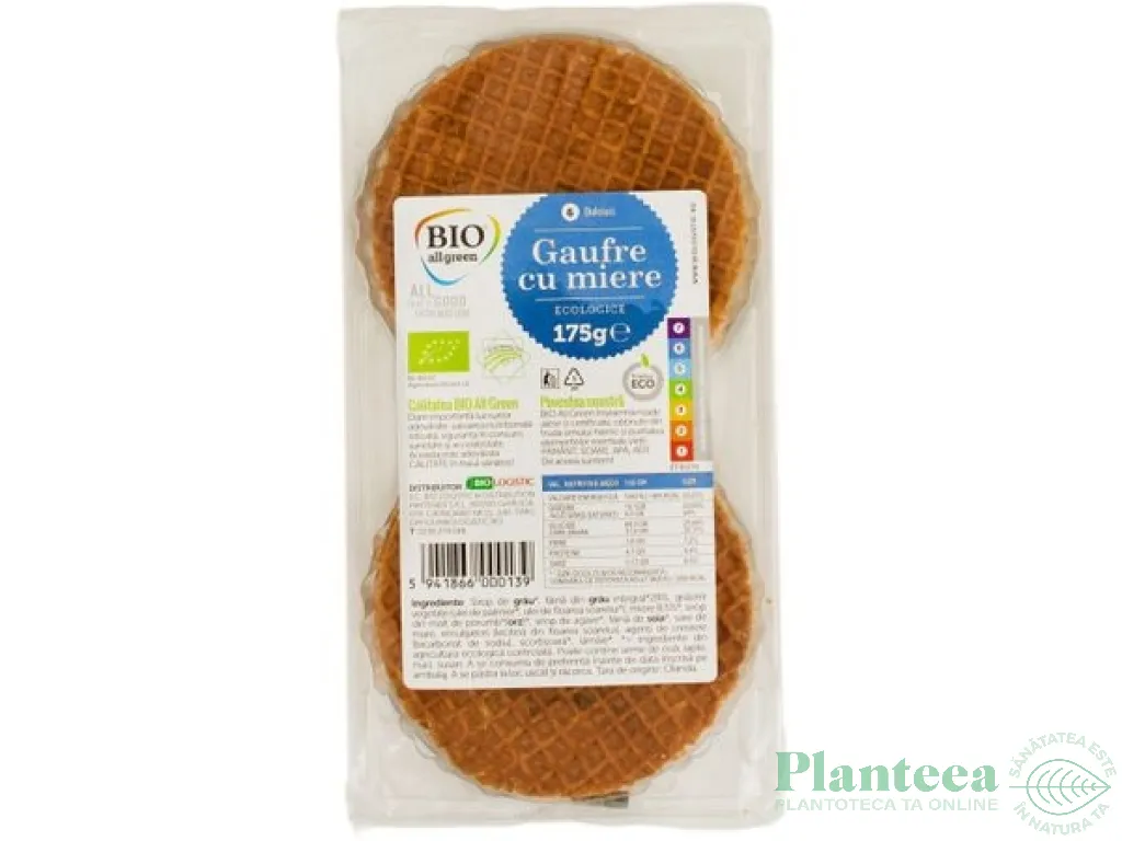 Gaufre miere copii bio 200g - BIO ALL GREEN