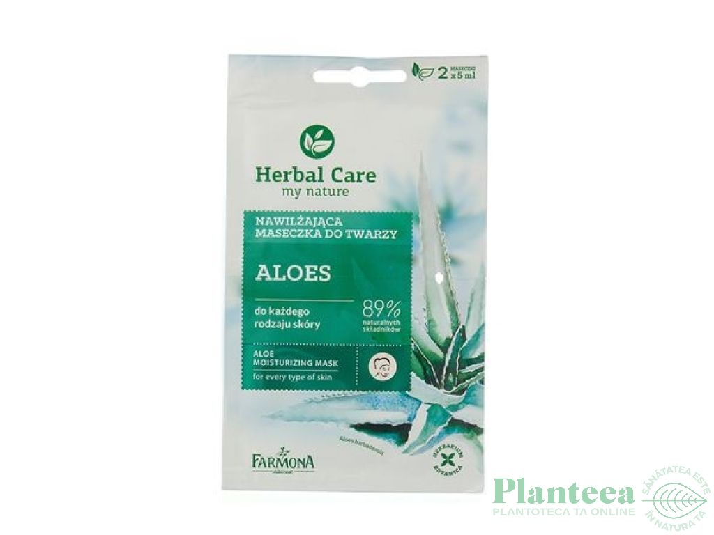 Masca fata hidratanta aloe Herbal Care 2x5ml - FARMONA