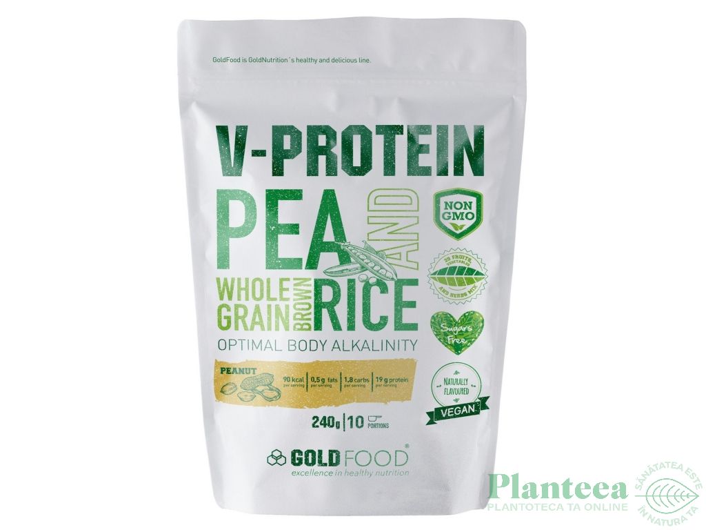 Pulbere proteica vegana V Protein arahide 240g - GOLD NUTRITION