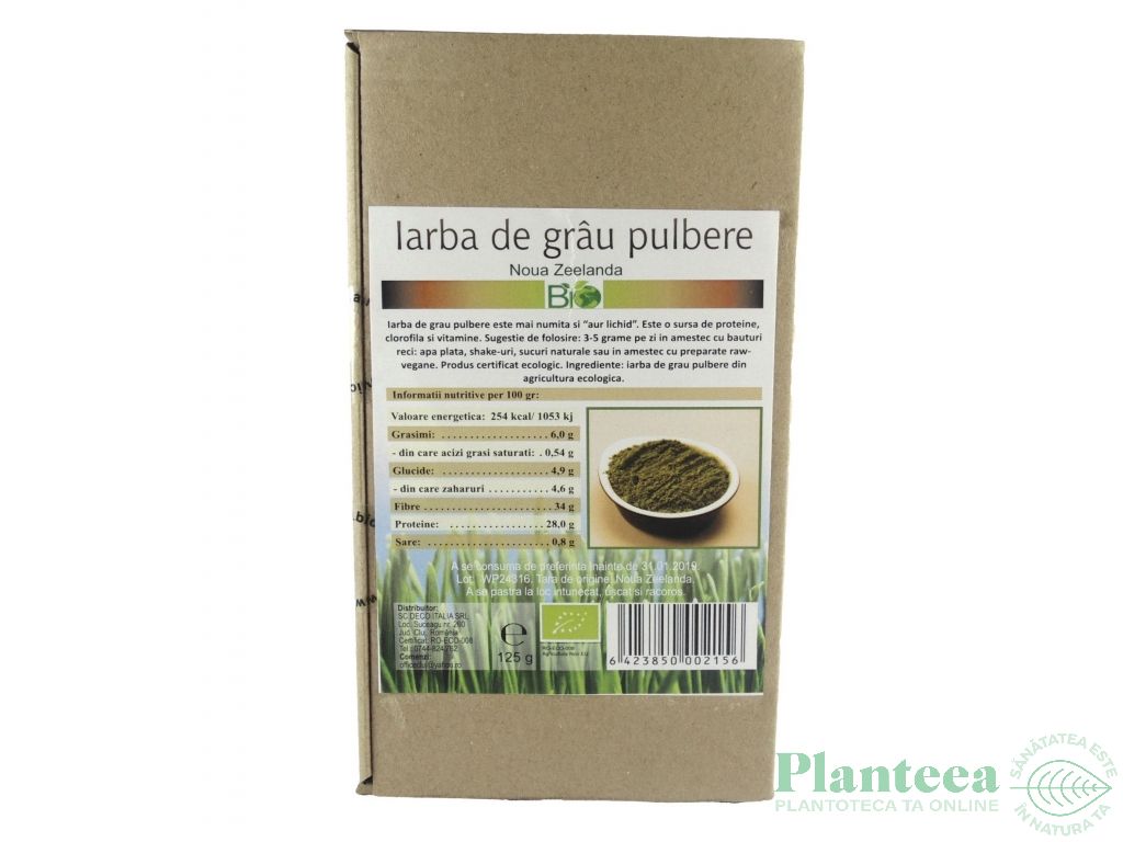 Pulbere iarba grau Noua Zeelanda bio 125g - DECO ITALIA