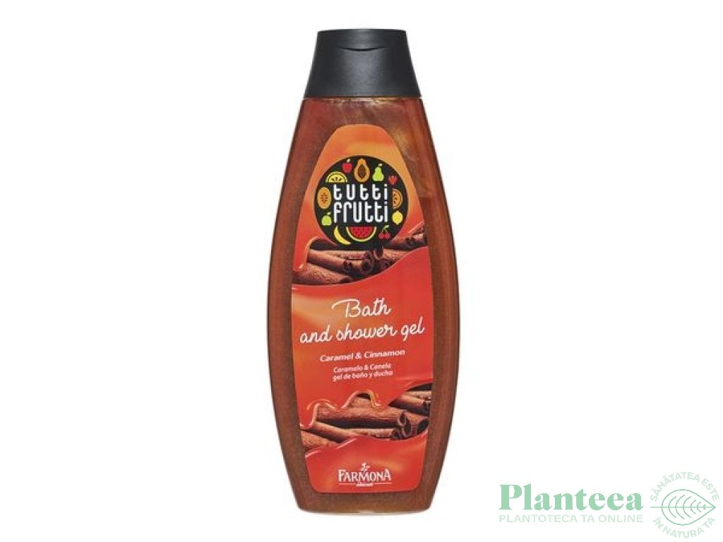 Ulei baie dus caramel scortisoara Tutti Frutti 425ml - FARMONA