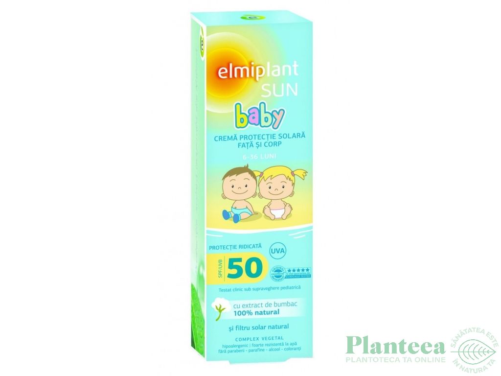 Crema protectie solara bebe copii spf50 75ml - ELMIPLANT