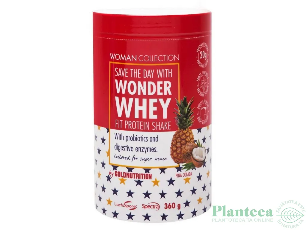 Pulbere shake proteic Wonder Whey pina colada Woman Collection 360g - GOLD NUTRITION
