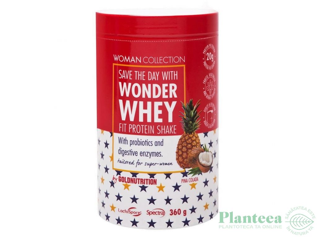 Pulbere shake proteic Wonder Whey pina colada Woman Collection 360g - GOLD NUTRITION