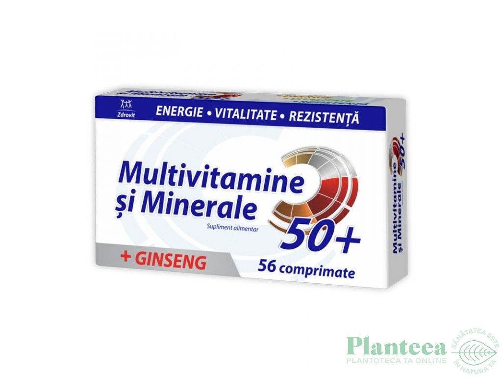 Multivitamine minerale ginseng 50+ 56cp - NATUR PRODUKT
