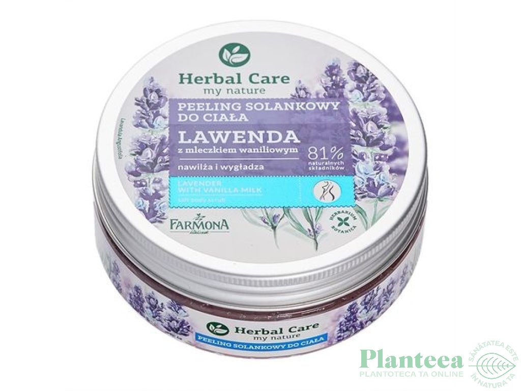 Peeling corp sare lavanda lapte vanilie Herbal Care 220ml - FARMONA