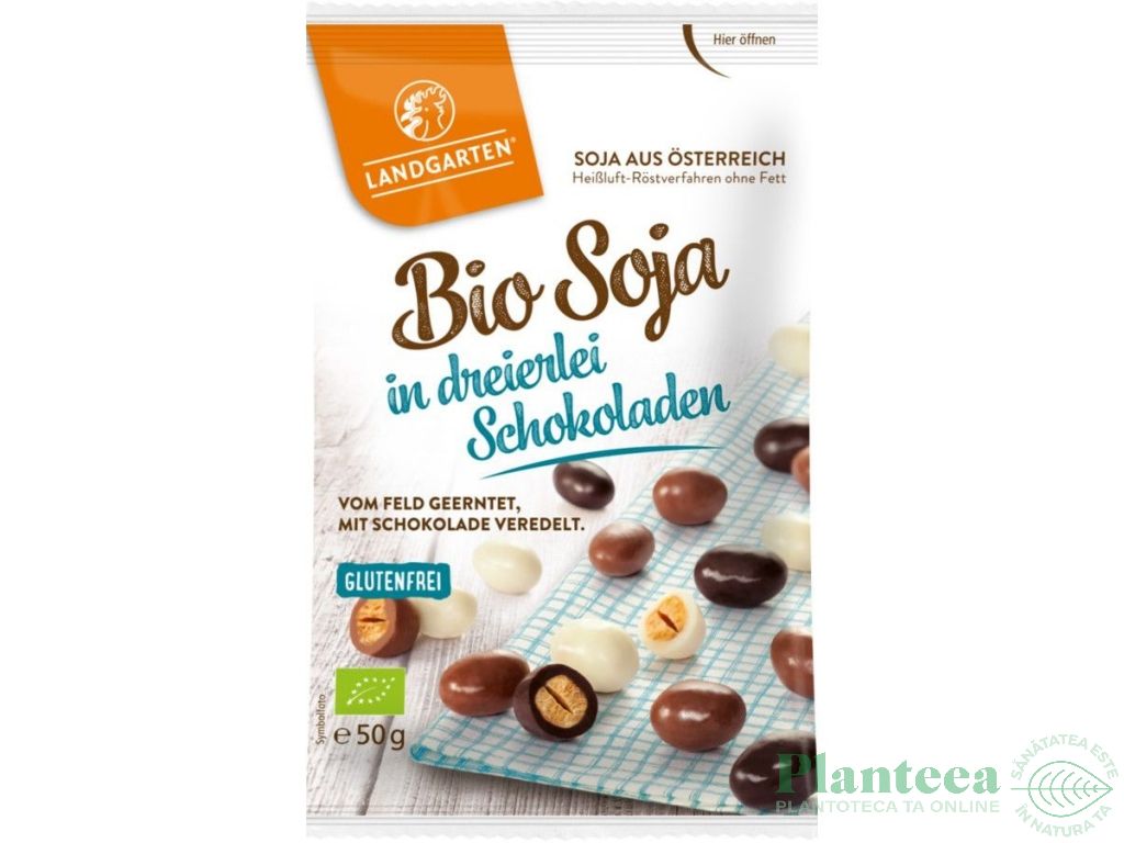 Boabe soia invelite in 3sort ciocolata eco 50g - LANDGARTEN