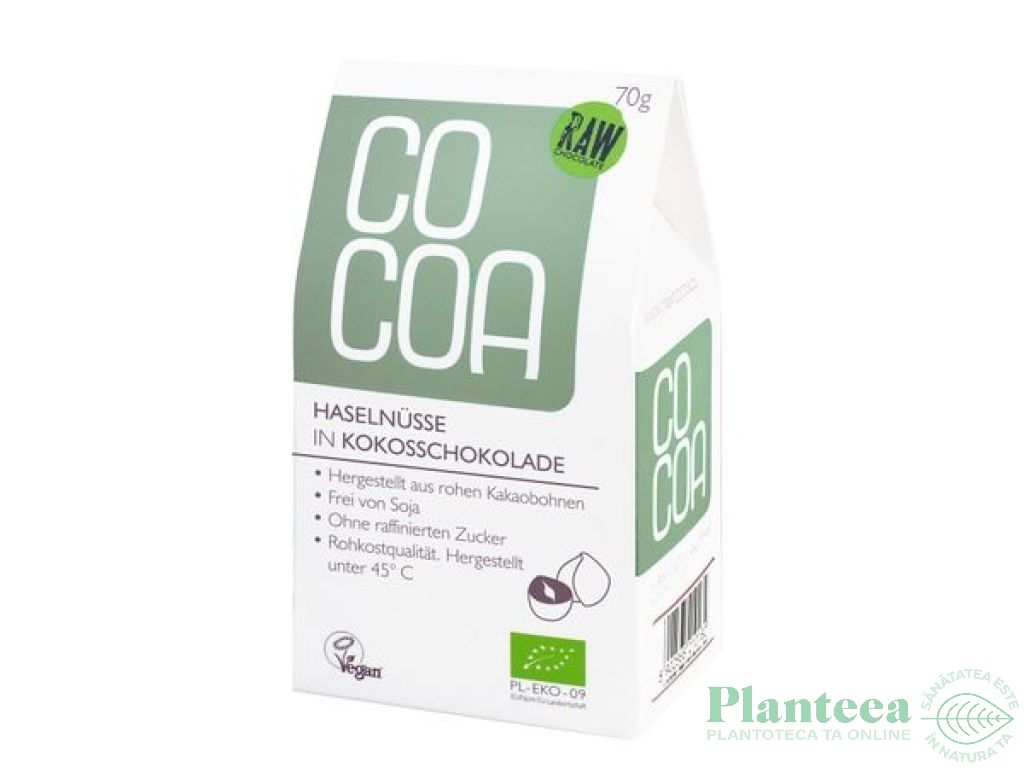 Alune padure in ciocolata cocos raw eco 70g - COCOA