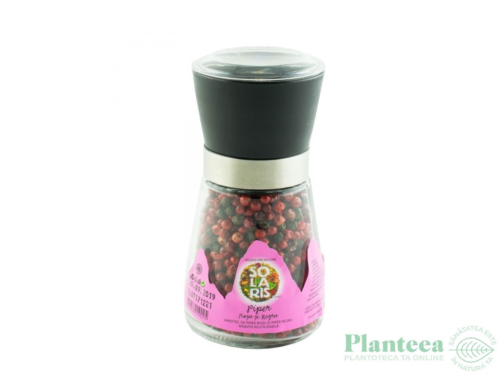 Condiment piper rosu negru boabe rasnita reutiizabila 70g - SOLARIS