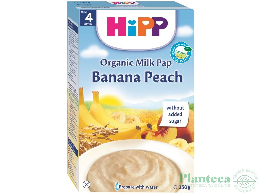 Pasat lapte banane piersici bebe +4luni 250g - HIPP ORGANIC