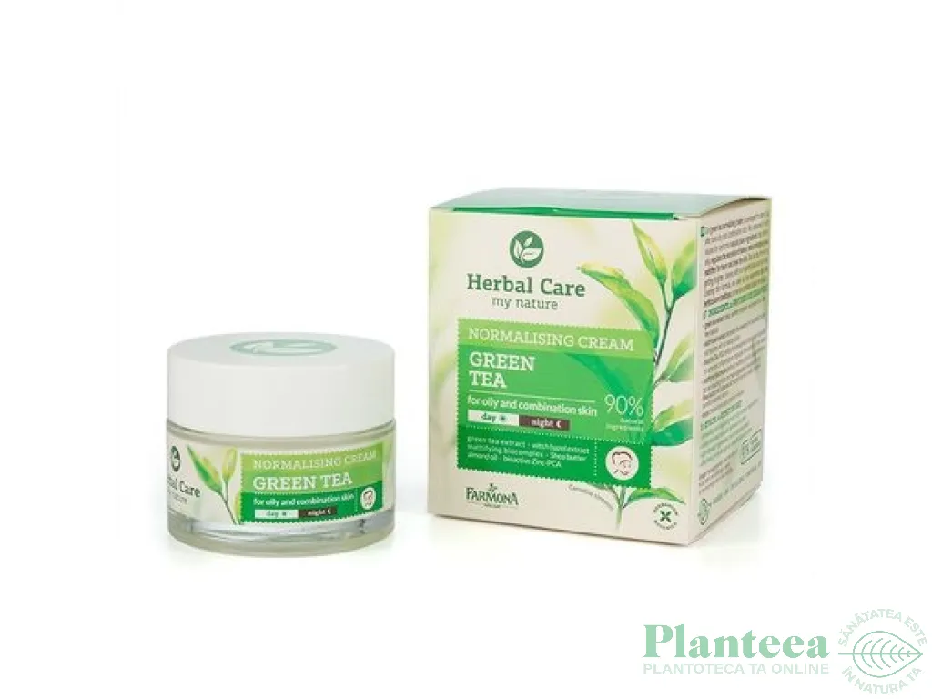 Crema zi/noapte normalizatoare matifianta ten gras/mixt ceai verde Herbal Care 50ml - FARMONA