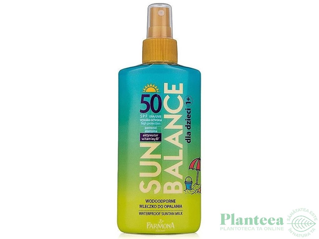 Lapte protectie solara copii +1an spf50 Sun Balance 150ml - FARMONA