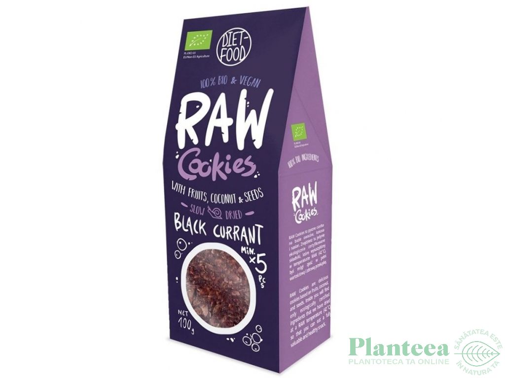 Fursecuri vegane coacaze negre raw bio 100g - DIET FOOD