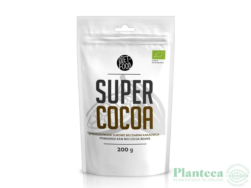 Cacao pulbere raw bio 200g - DIET FOOD