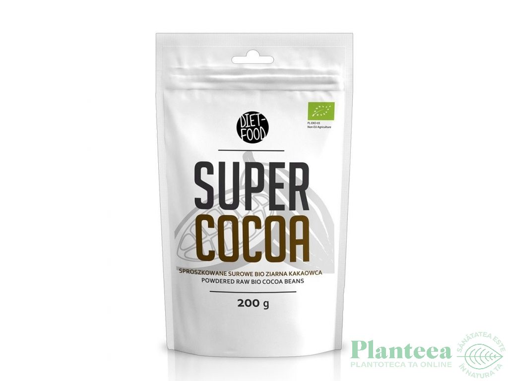 Cacao pulbere raw bio 200g - DIET FOOD