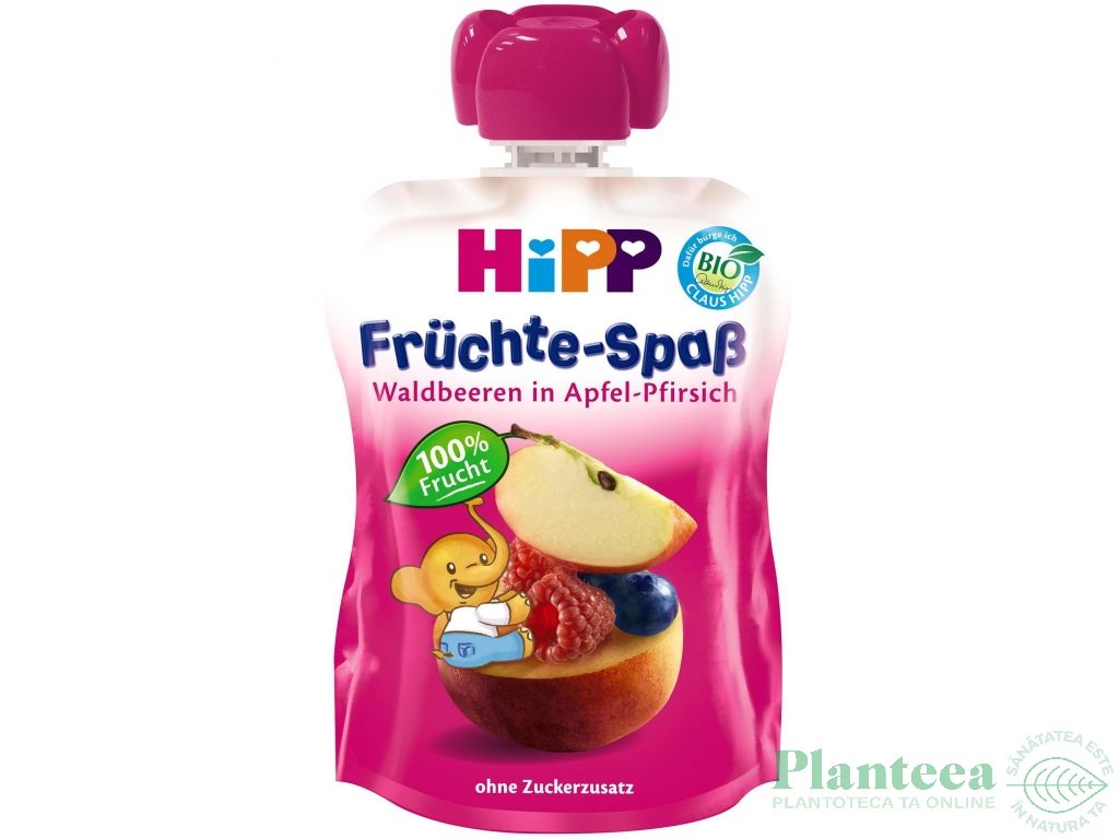 Piure mar piersica fructe padure bebe +1an Hippis 100g - HIPP ORGANIC