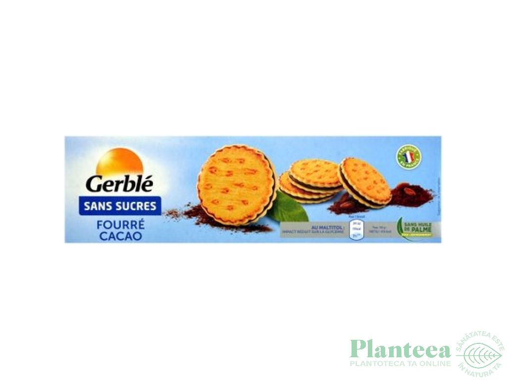 Biscuiti dubli crema ciocolata fara zahar Glucoregul 185g - GERBLE