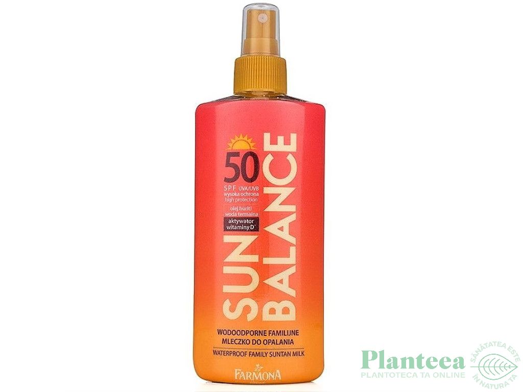 Lapte protectie solara spf50 familie Sun Balance 200ml - FARMONA