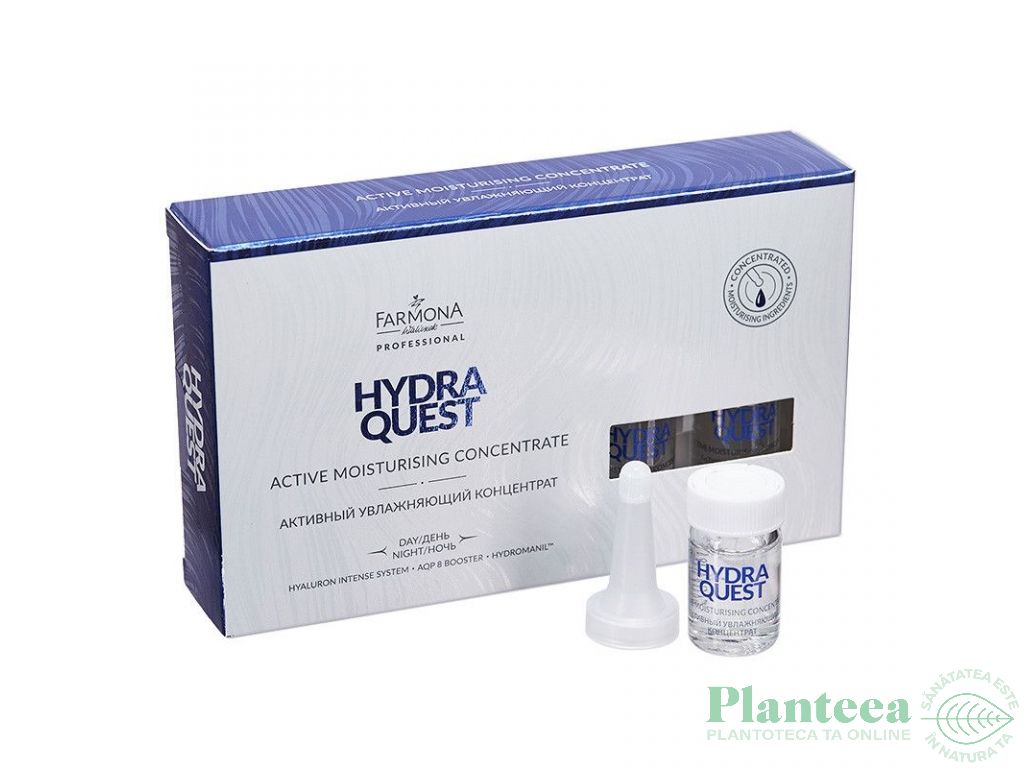 Fiole concentrat fata gat hidratant activ Hydra Quest 5x5ml - FARMONA