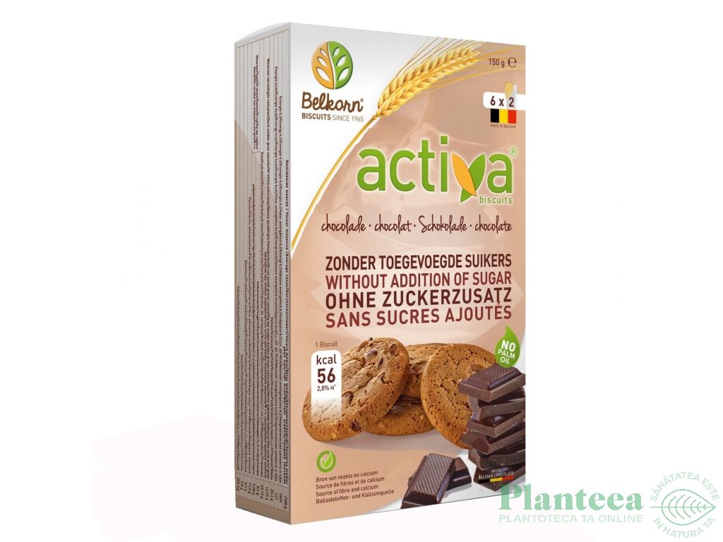 Biscuiti ciocolata fara zahar Activa 150g - BELKORN