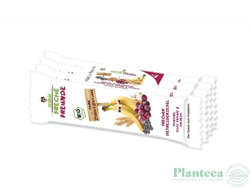 Batoane cereale banane struguri aronia bio 4x23g - ERDBAR