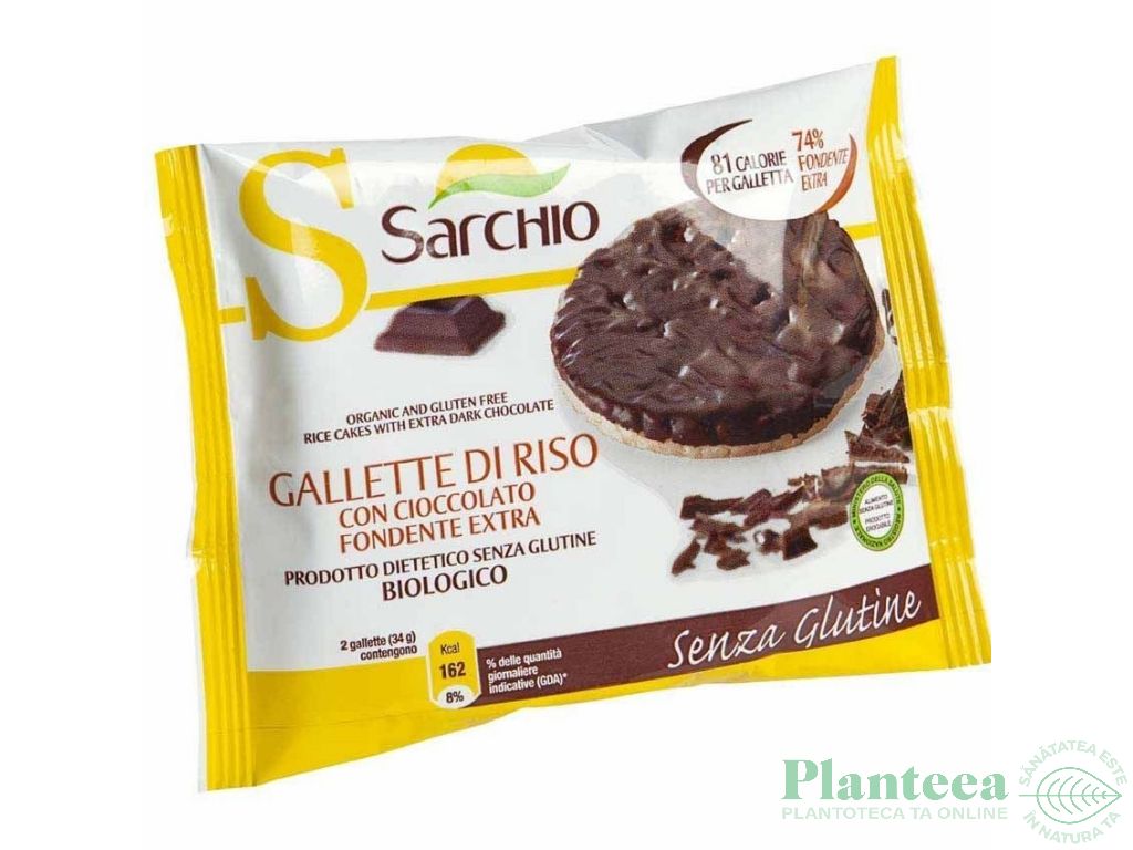 Rondele expandate orez ciocolata neagra eco 34g - SARCHIO