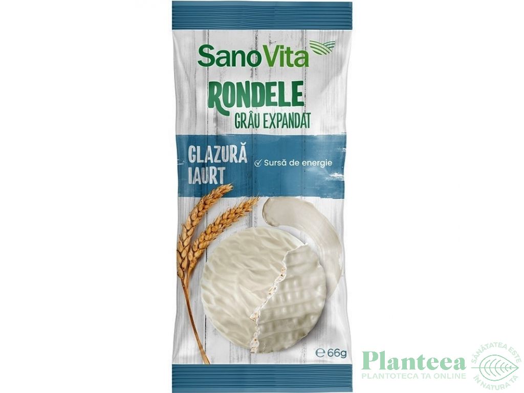 Rondele expandate grau glazura iaurt 66g - SANOVITA