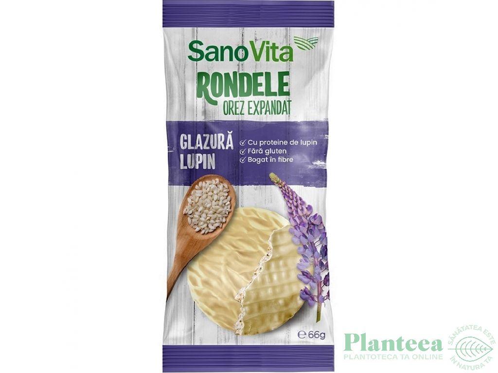 Rondele expandate orez glazura lupin 66g - SANOVITA