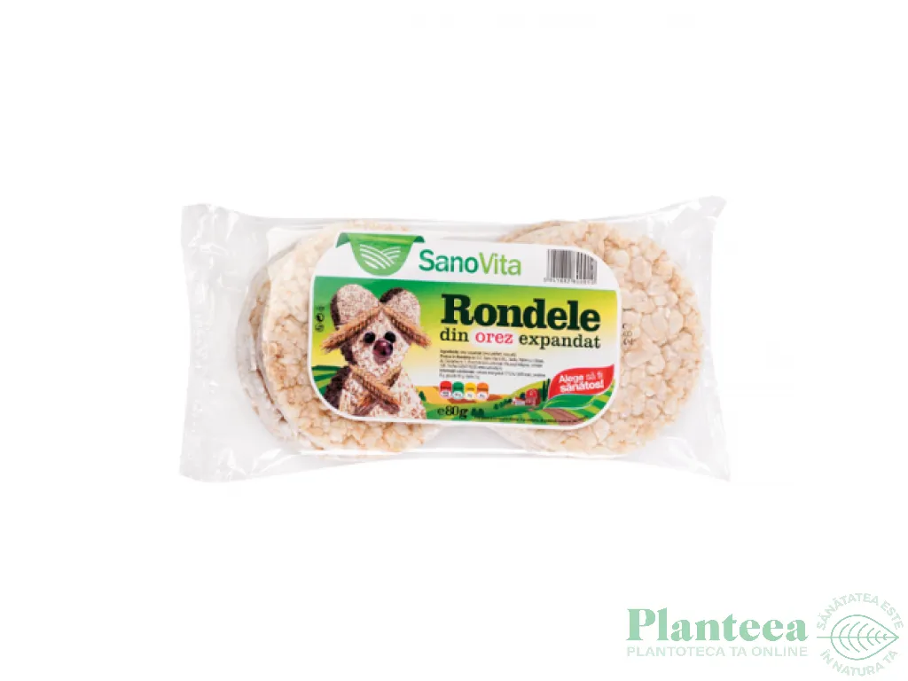 Rondele expandate orez fara sare 80g - SANOVITA