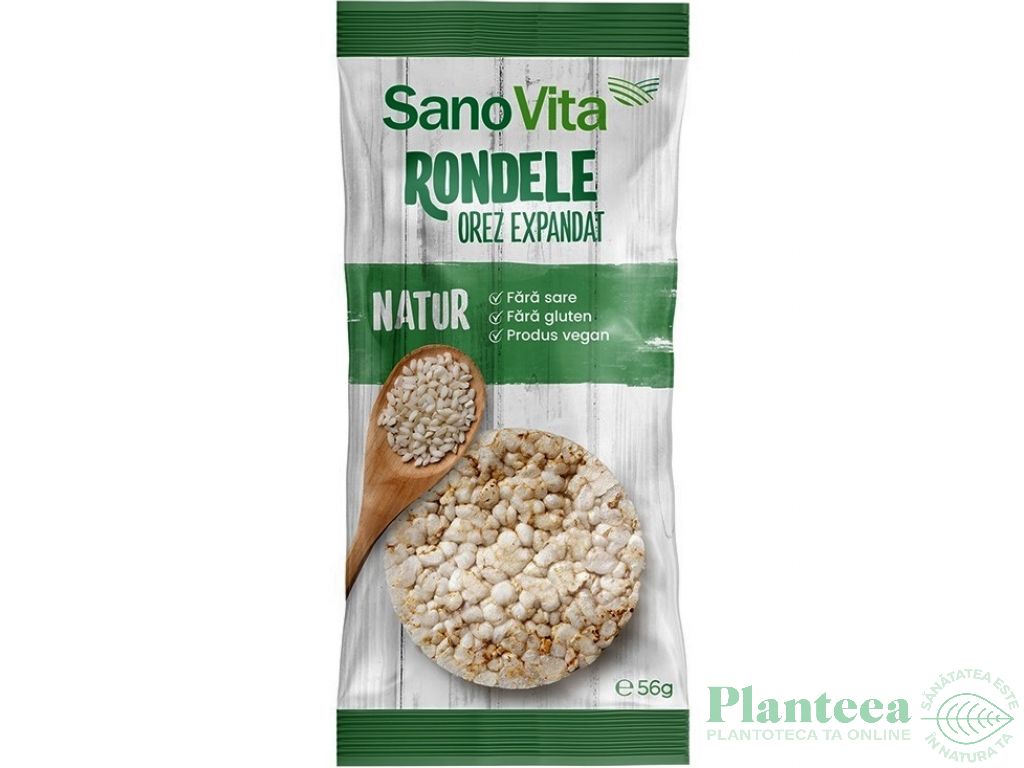 Rondele expandate orez fara sare 56g - SANOVITA