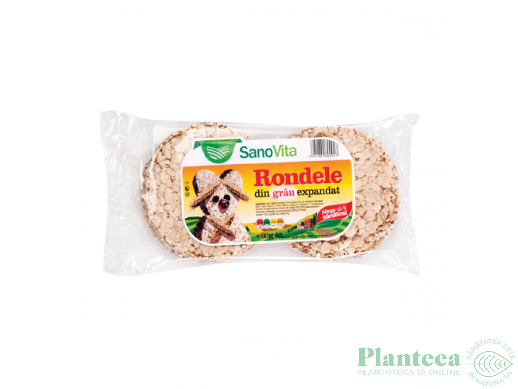 Rondele expandate grau fara sare 80g - SANOVITA