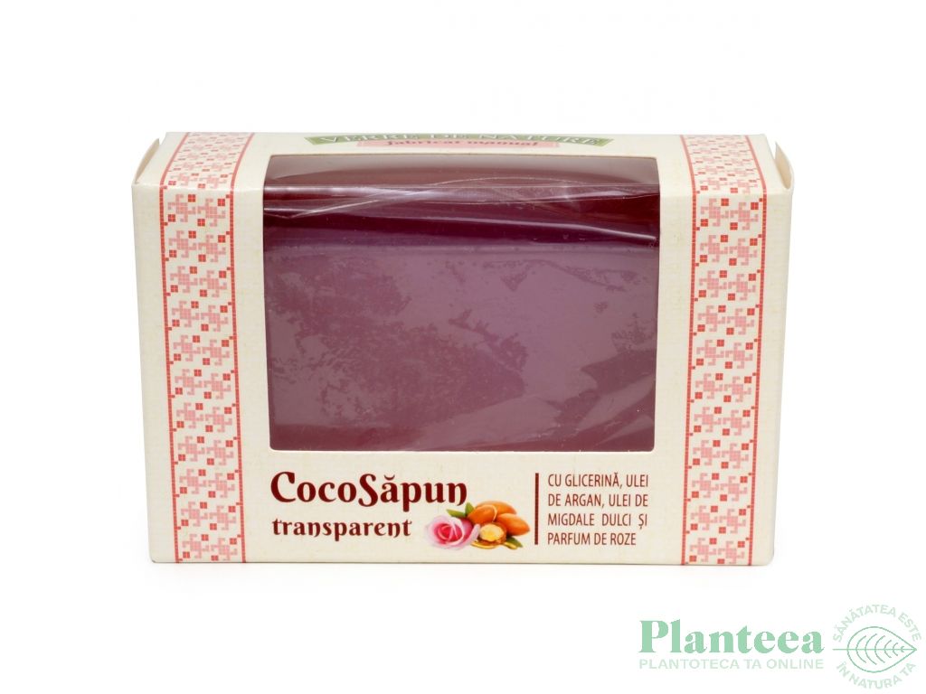 Sapun transparent Coco argan migdale dulci parfum roze 50g - MANICOS