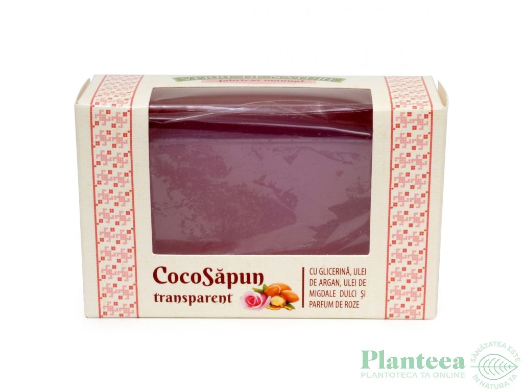 Sapun transparent Coco argan migdale dulci parfum roze 50g - MANICOS