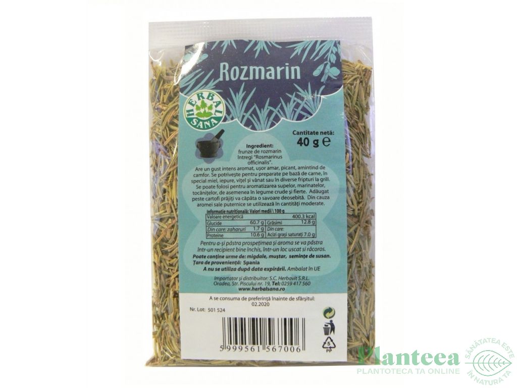 Condiment rozmarin 40g - HERBAL SANA