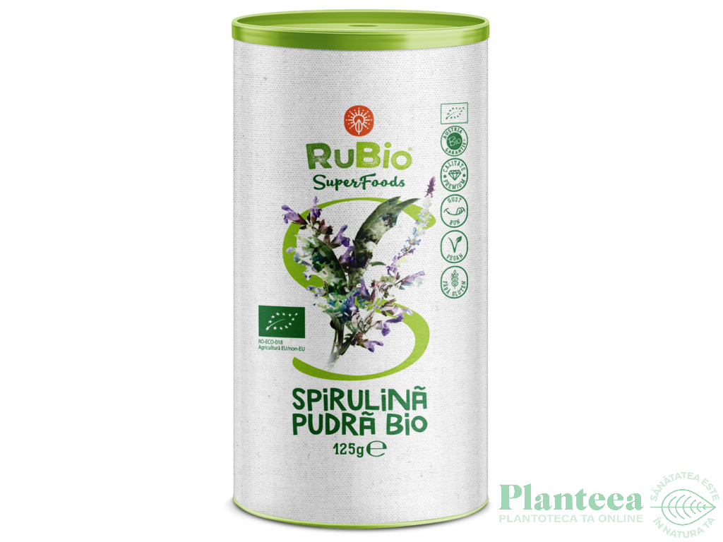 Pulbere spirulina bio 125g - RUBIO